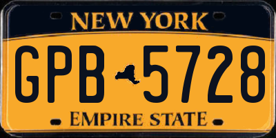 NY license plate GPB5728