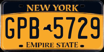 NY license plate GPB5729