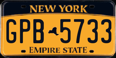 NY license plate GPB5733