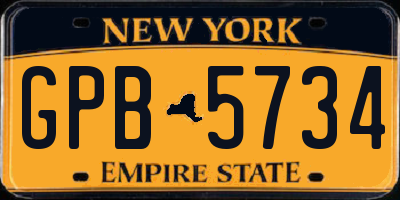 NY license plate GPB5734