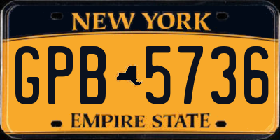 NY license plate GPB5736