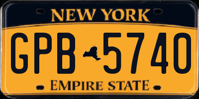 NY license plate GPB5740