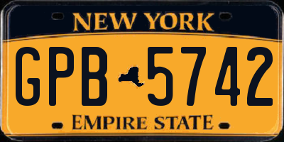 NY license plate GPB5742