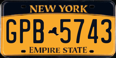 NY license plate GPB5743