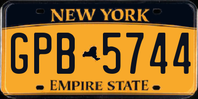 NY license plate GPB5744