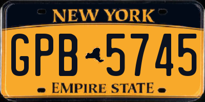 NY license plate GPB5745