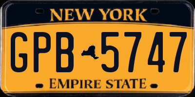 NY license plate GPB5747