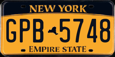 NY license plate GPB5748