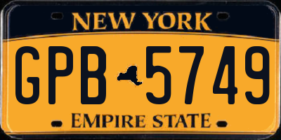 NY license plate GPB5749