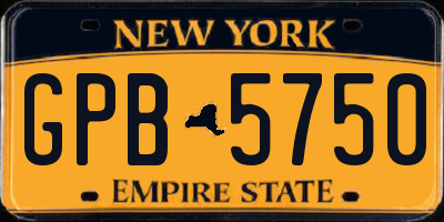 NY license plate GPB5750