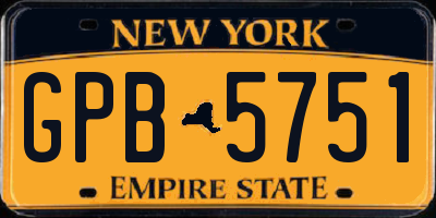 NY license plate GPB5751