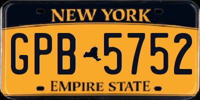 NY license plate GPB5752