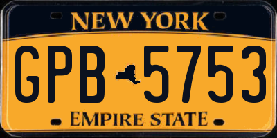 NY license plate GPB5753