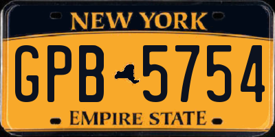 NY license plate GPB5754