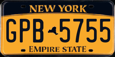 NY license plate GPB5755