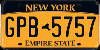 NY license plate GPB5757
