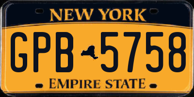 NY license plate GPB5758