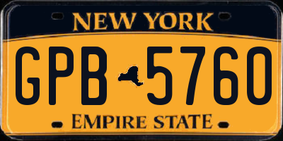 NY license plate GPB5760