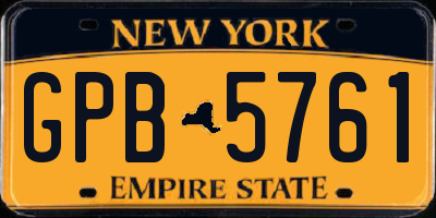 NY license plate GPB5761