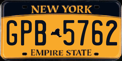 NY license plate GPB5762