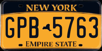 NY license plate GPB5763