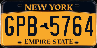 NY license plate GPB5764