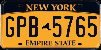 NY license plate GPB5765