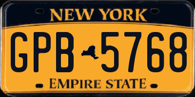 NY license plate GPB5768