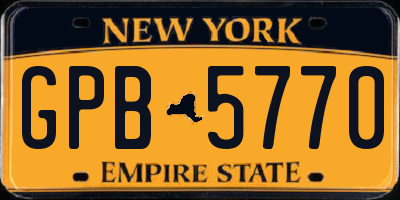 NY license plate GPB5770