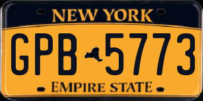 NY license plate GPB5773