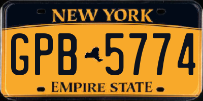 NY license plate GPB5774