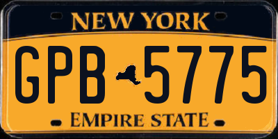 NY license plate GPB5775