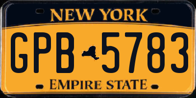 NY license plate GPB5783