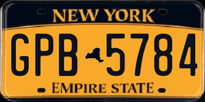 NY license plate GPB5784