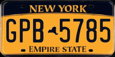 NY license plate GPB5785