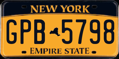 NY license plate GPB5798