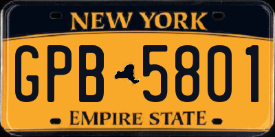 NY license plate GPB5801