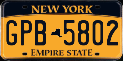 NY license plate GPB5802