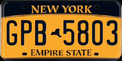 NY license plate GPB5803