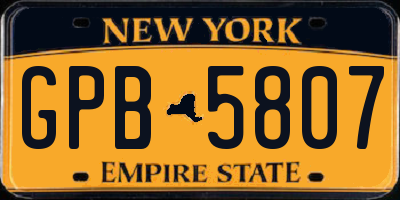 NY license plate GPB5807