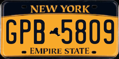 NY license plate GPB5809