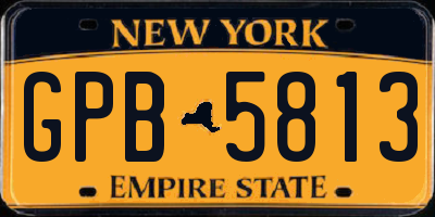 NY license plate GPB5813
