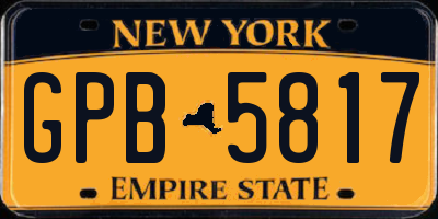 NY license plate GPB5817