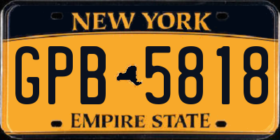 NY license plate GPB5818
