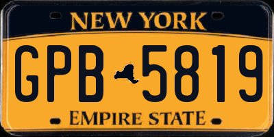 NY license plate GPB5819