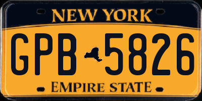 NY license plate GPB5826