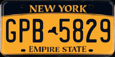 NY license plate GPB5829