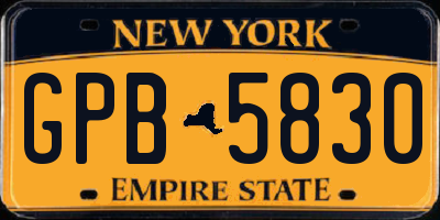 NY license plate GPB5830