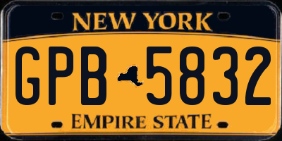 NY license plate GPB5832