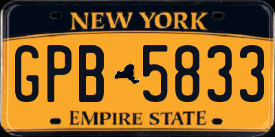 NY license plate GPB5833